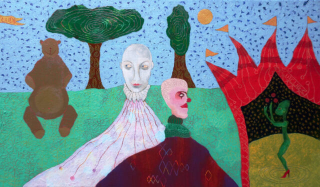 « Circus Ludi » - Huile, pastel gras et acrylique sur toile - 27x46cm - 2026 « Circus Ludi » - Huile, pastel gras et acrylique sur toile - 27x46cm - 2026