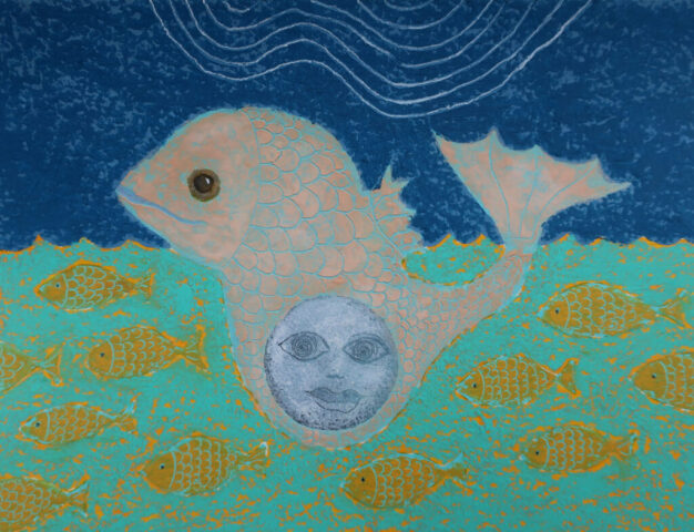 « Les origines du poisson-lune » - papier, 13,5x18cm - 2026 patrick gourgouillat - « Les origines du poisson-lune » - papier, 13,5x18cm - 2026